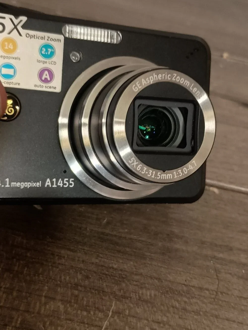 GE A1455 Digital Camera 14.2 Megapixel 5.0 Zoom Black Tested Working